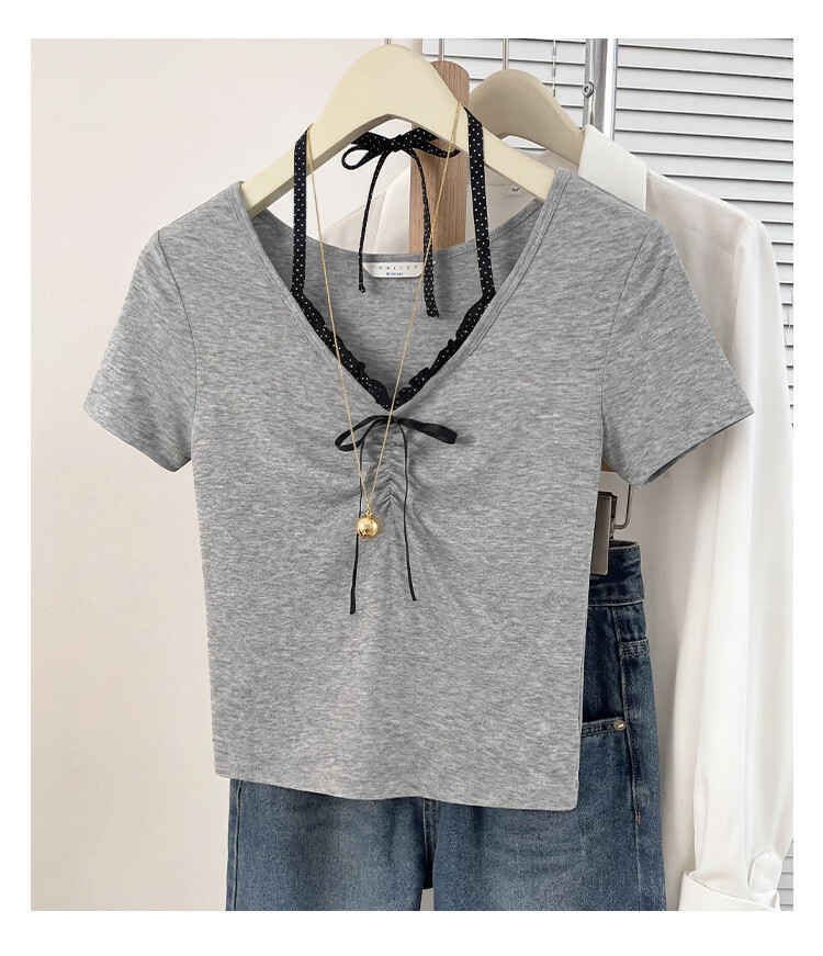TonLion 2026 Summer Women's Faux Two-Piece Short Sleeve T-Shirt Elegant Fashion Versatile Premium Quality Women's Tee 3