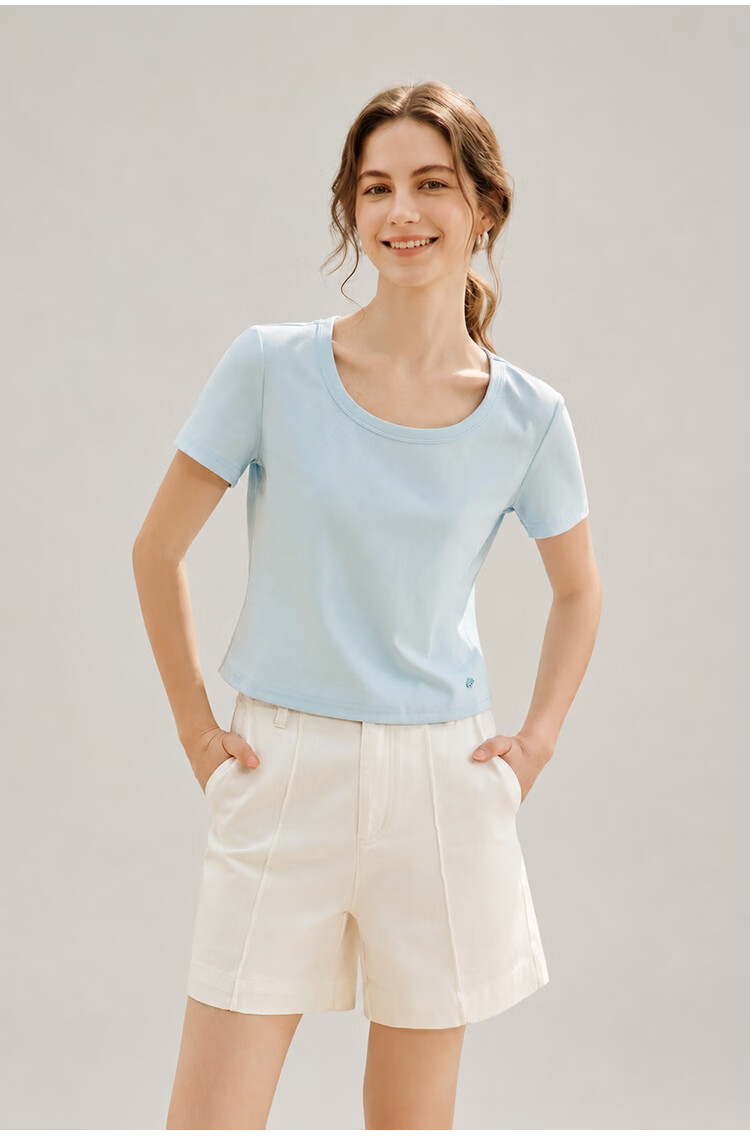 Inman [Runway Same Style] Straight Shoulder Multicolor Basic Short Sleeve T-Shirt Women Summer 2026 Top Black S 6
