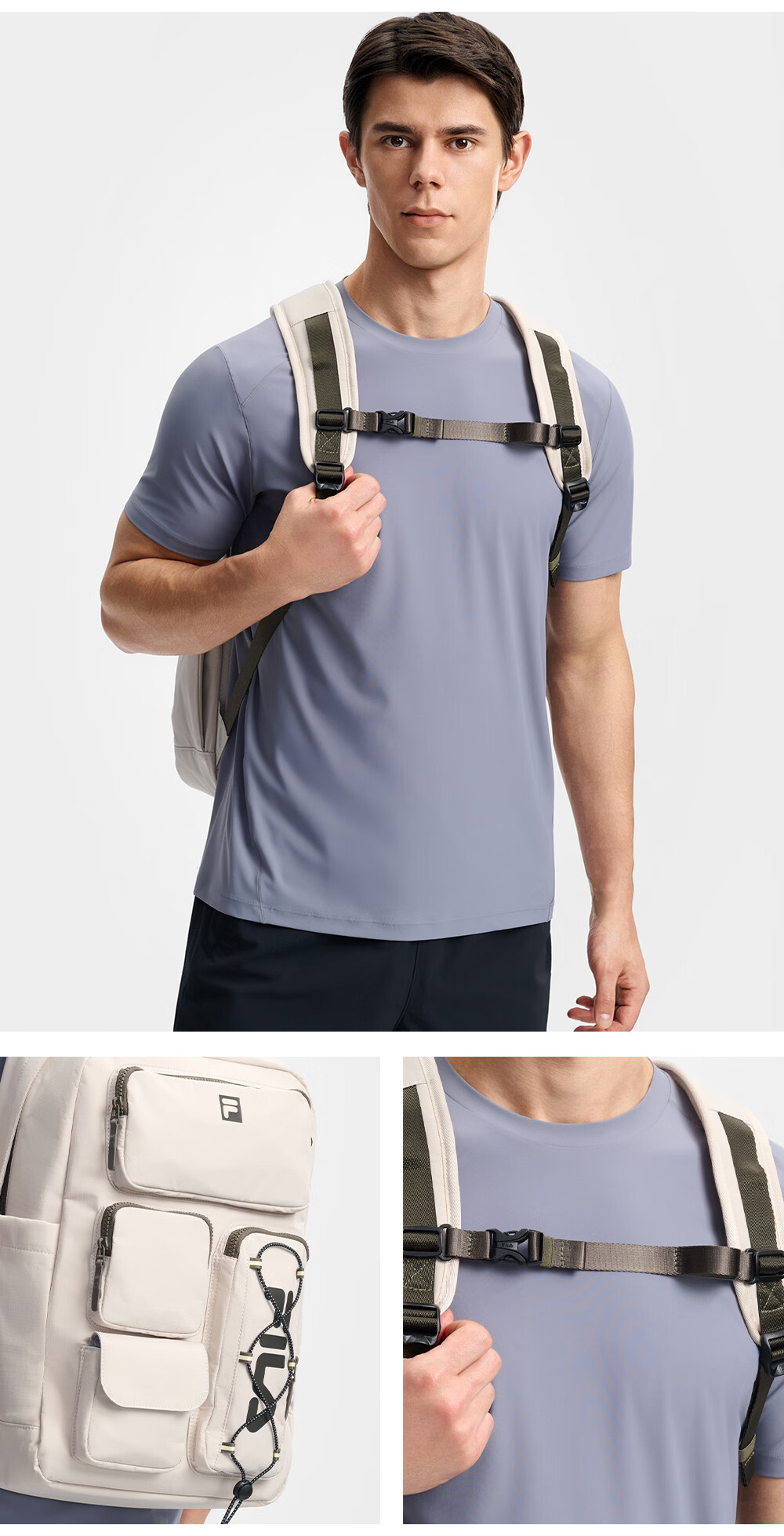 FILA Yi Yangqianxi Men's Multi-Pocket Gym Sports Daily Backpack Laptop School Bag 21