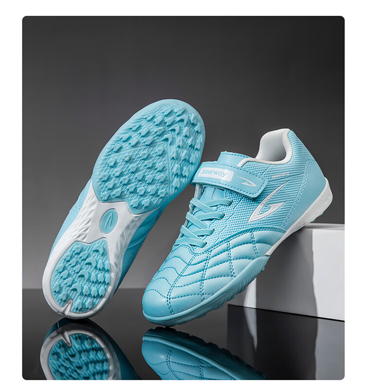 DEERWAY Kids Soccer Shoes Age 6-12 Boys Girls Professional TF Turf Cleats Non-Slip Training Shoes Silver Size 30 28