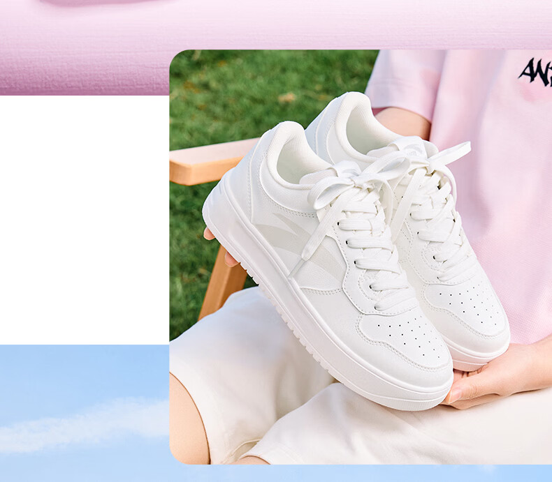 Anta Easy Casual Women's Sneakers Summer Breathable Couple Simple White Shoes Soft Sole Comfortable Thick Sole Height Increasing Leisure Shoes 8