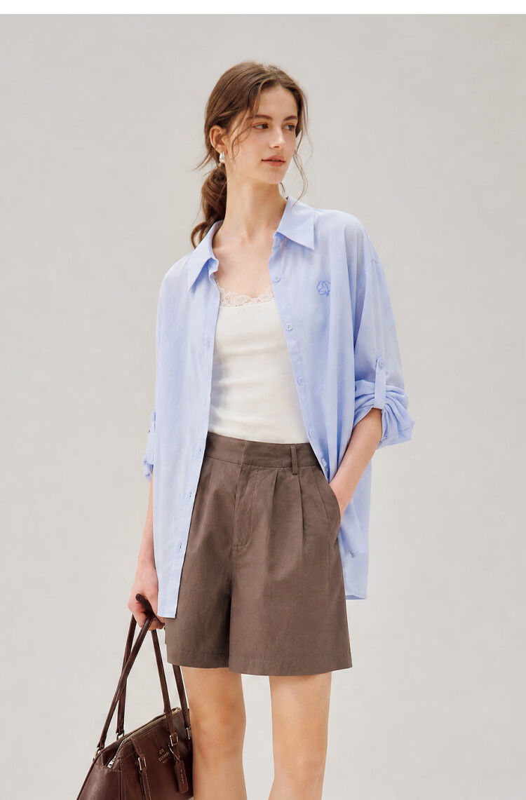 INMAN [Linen Tencel] Mint Short Sleeve Commuter Shirt 2026 Summer Top Glacier Pink - 18627629 M 30