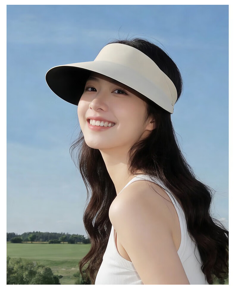 Langsha Women's Summer Sun Protection Hat Open Top UV Shield Foldable Seamless Integrated Sun Hat Beige 16