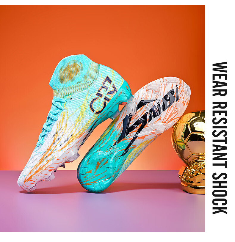 SAIBI Men's Soccer Shoes AG/FG Long Studs Adult Youth Student Professional Training Competition Shoes 305C Suzaku 42 24