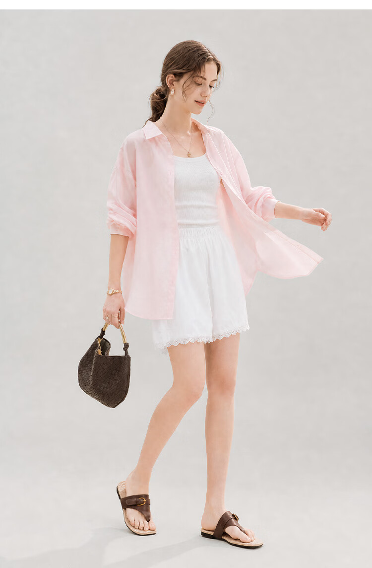 INMAN [Linen Tencel] Mint Short Sleeve Commuter Shirt 2026 Summer Top Glacier Pink - 18627629 M 21