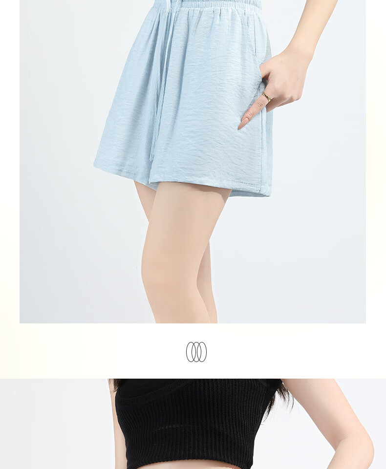 MINISO Women's Linen Shorts Summer 2026 New Popular Five-Point Wide-Leg Pants Skin-Friendly Comfortable Loose Casual Pants 15