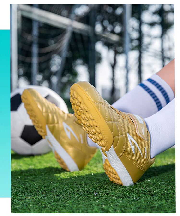 DEERWAY Kids Soccer Shoes Age 6-12 Boys Girls Professional TF Turf Cleats Non-Slip Training Shoes Silver Size 30 16