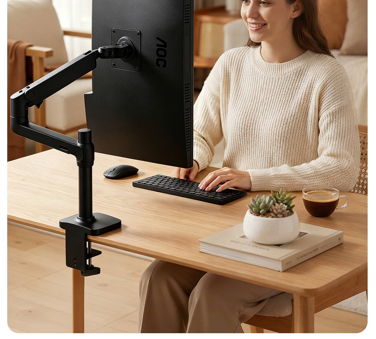 AOC All-in-One PC 23.8-inch HD Commercial Office Home Desktop Computer (N95 + 16GB + 256GB SSD WiFi Bluetooth) Black 32