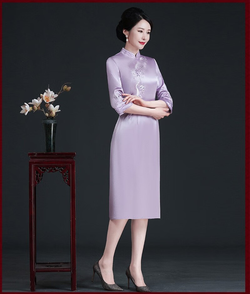 喜婆婆旗袍裙高档夏款高端旗袍秋女中国风喜庆结婚宴丈母娘高贵妈妈