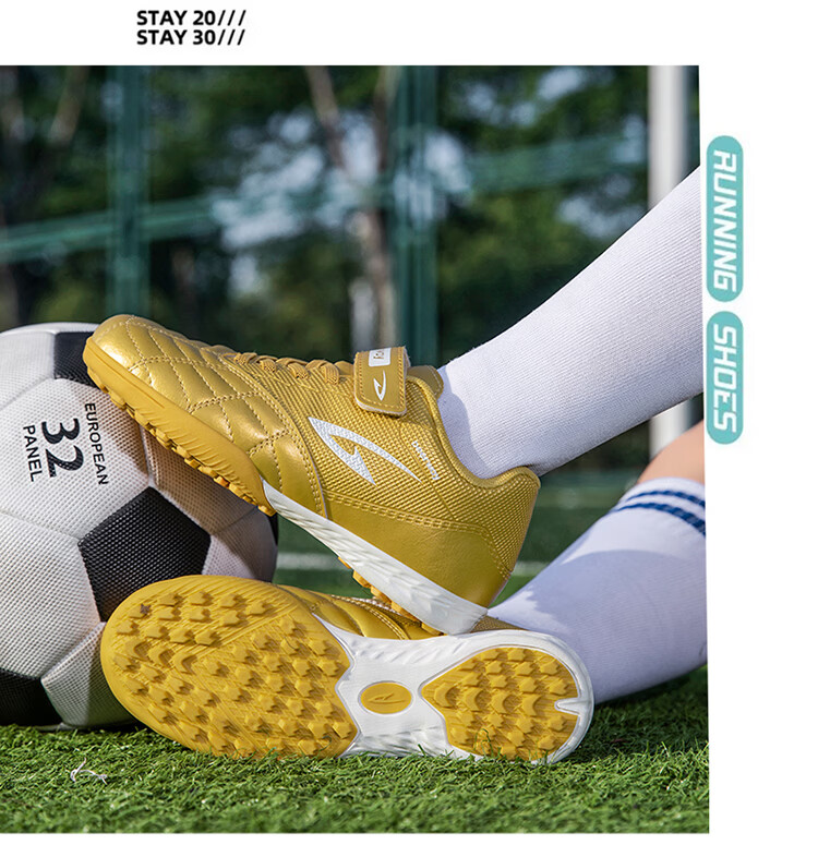 DEERWAY Kids Soccer Shoes Age 6-12 Boys Girls Professional TF Turf Cleats Non-Slip Training Shoes Silver Size 30 18