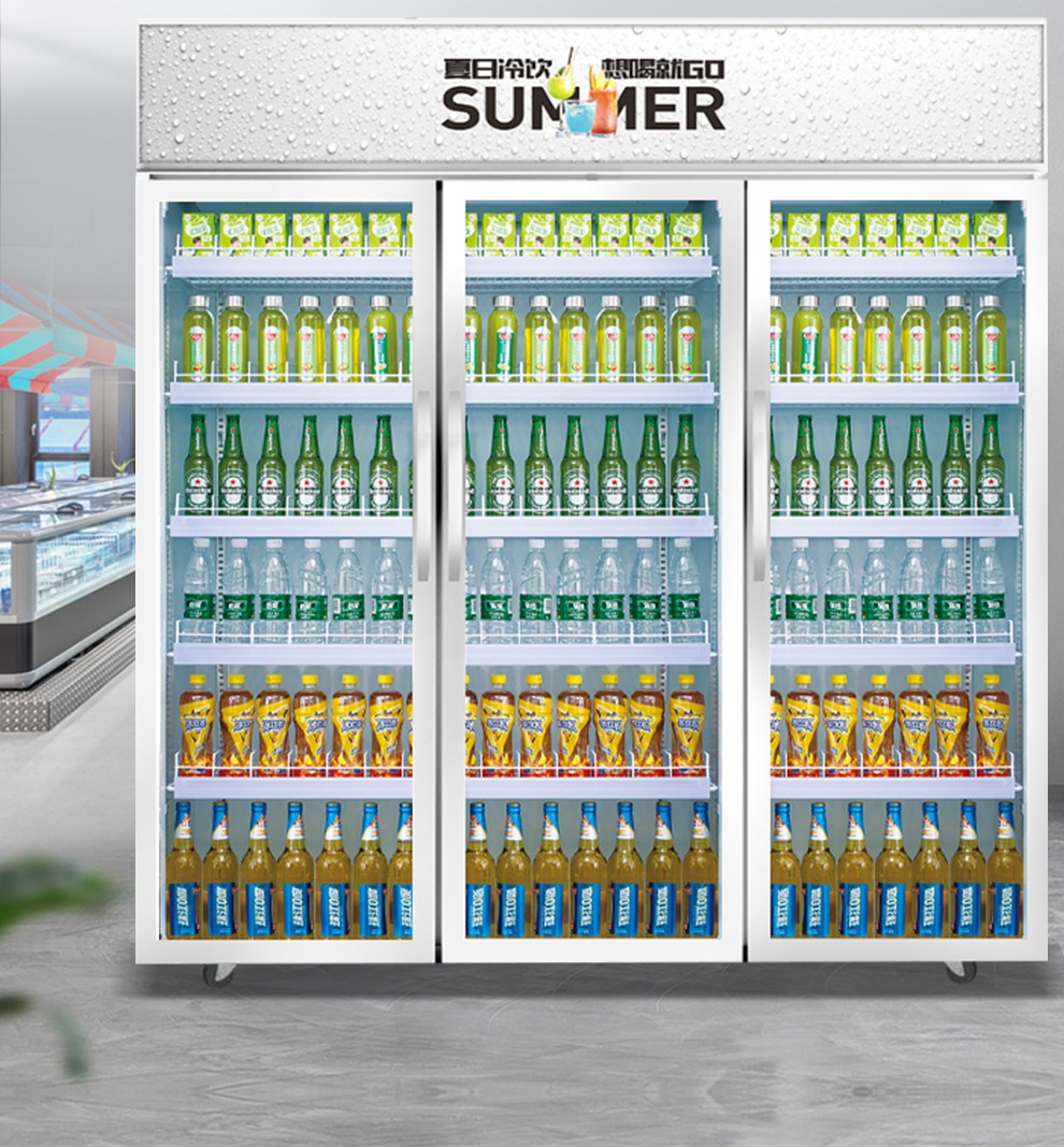 乐创lecon展示柜冷藏饮料柜水果保鲜柜商用冰柜商店无霜风冷三门超市