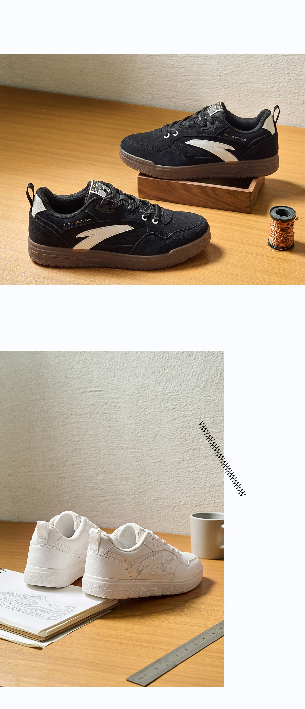 Anta Street Rebel Panda Black and White Low-Top Skate Shoes for Men Summer Trendy Casual Sports Sneakers 14