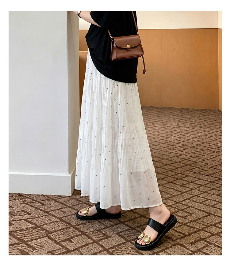 TonLion 2026 Spring Summer Women's Pleated Polka Dot Midi Skirt Gentle Fashion Half Skirt Korean Simple Casual Mid-Length Skirt 6