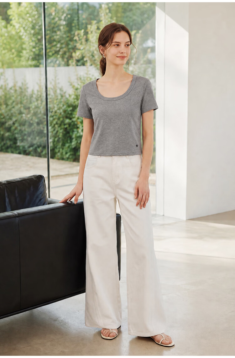 Inman [Runway Same Style] Straight Shoulder Multicolor Basic Short Sleeve T-Shirt Women Summer 2026 Top Black S 24