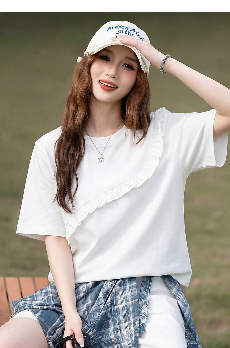TonLion 2026 Summer New Women's Short Sleeve T-Shirt Loose Unique Chic Stylish Top 6