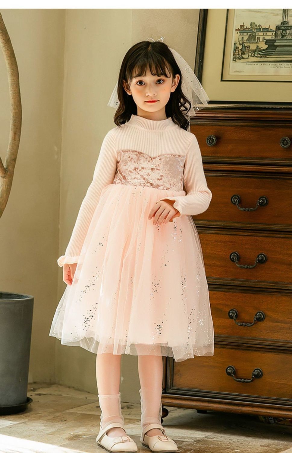 小孩子穿的女童连衣裙秋装2021新款儿童裙子长袖纯棉小女孩公主裙蓬蓬