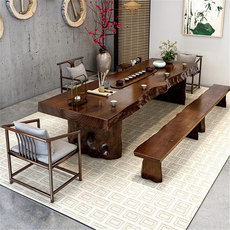 整张实木板材定制原木茶桌大板松木餐桌台面整板茶台桌板办公长桌整木