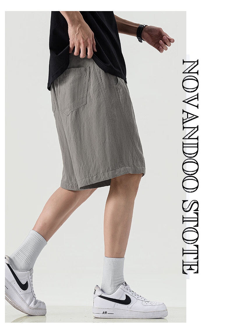 ROMON Tencel Linen Men's Summer Thin Casual Sports Quick-Dry Cooling Shorts Gray 2XL 12