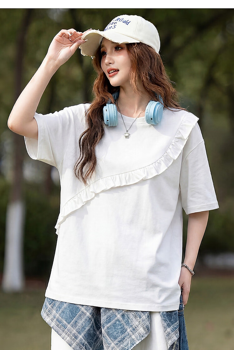 TonLion 2026 Summer New Women's Short Sleeve T-Shirt Loose Unique Chic Stylish Top 9