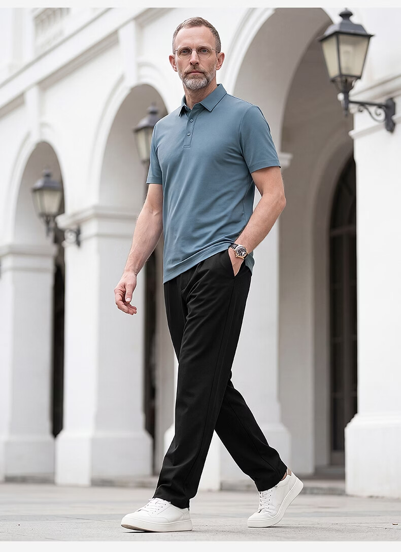 SHANSHAN Father's Day Practical Short Sleeve POLO Set Men's T-Shirt Two-Piece Pants Dad Summer Clothing 24