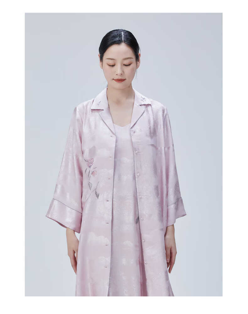 绣娘丝绸真丝睡衣女桑蚕丝吊带睡裙睡袍温柔气质紫色家居服雅韵单独