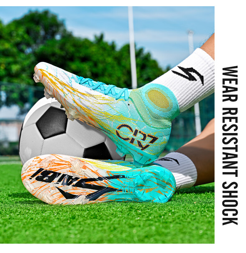 SAIBI Men's Soccer Shoes AG/FG Long Studs Adult Youth Student Professional Training Competition Shoes 305C Suzaku 42 14