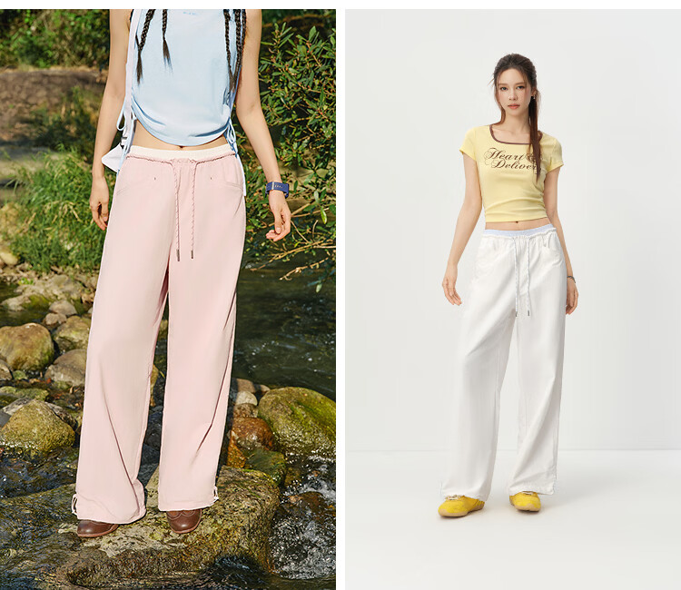 Semir Women's Casual Summer Color-Block Drawstring Pants Sun-Protective Moisture-Wicking Quick-Dry Loose Wide-Leg Trousers 2026 109326127007 17