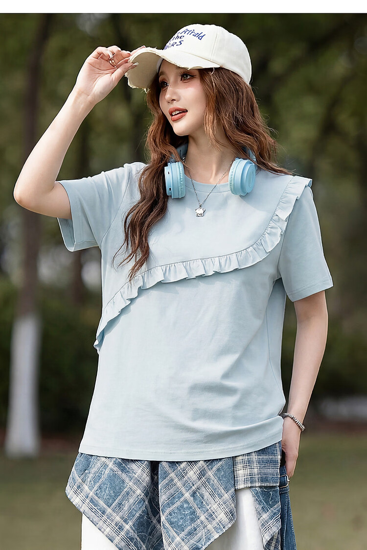 TonLion 2026 Summer New Women's Short Sleeve T-Shirt Loose Unique Chic Stylish Top 18