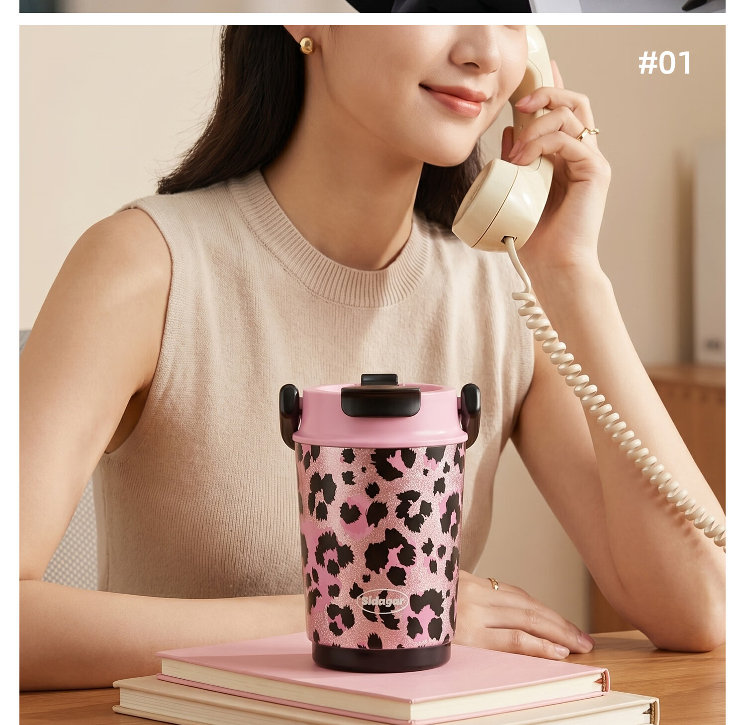 Shidajia Insulated Water Bottle for Women High-Value Three-in-One Portable Stainless Steel Office Coffee Mug 16