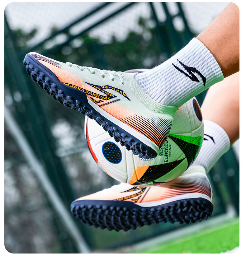 SAIBI Men's Soccer Shoes TF Turf Studs Adult Youth Student Professional Training Competition Shoes 3618S Blue Size 43 28