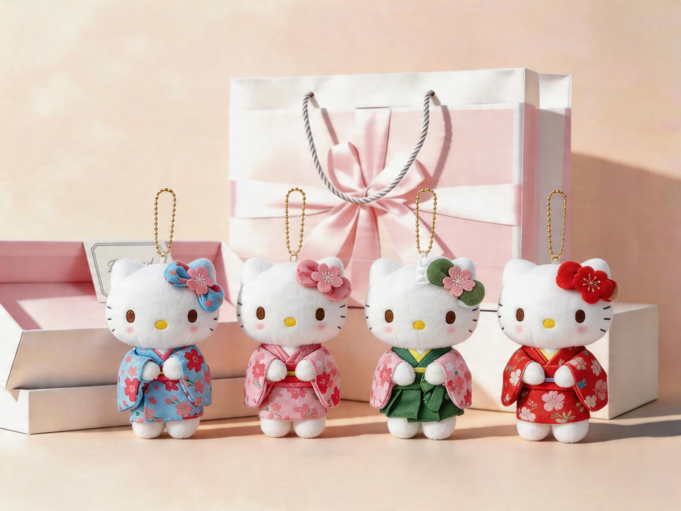 SANRIO Brown Leopard Print Hello Kitty Plush Bag Charm Keychain Birthday Gift Toy 2
