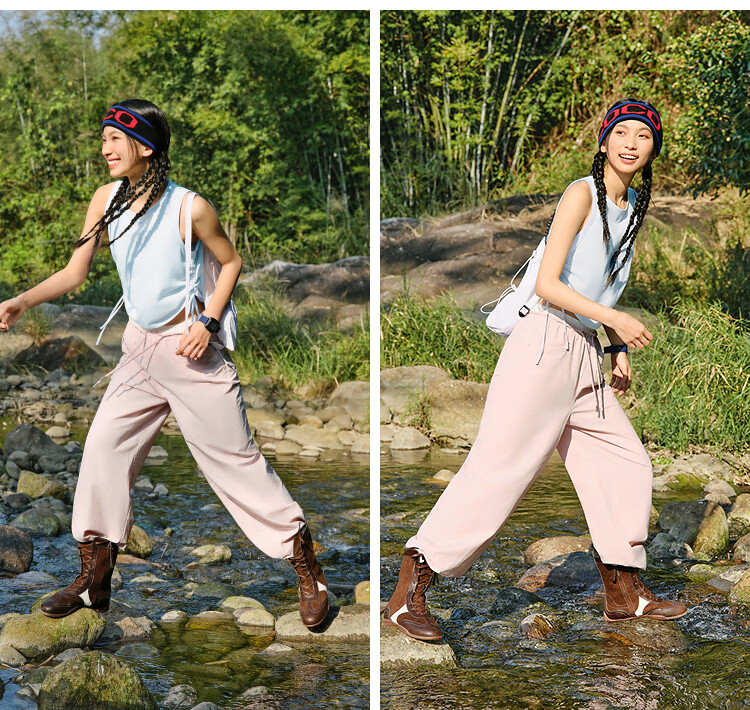 Semir Women's Casual Summer Color-Block Drawstring Pants Sun-Protective Moisture-Wicking Quick-Dry Loose Wide-Leg Trousers 2026 109326127007 27