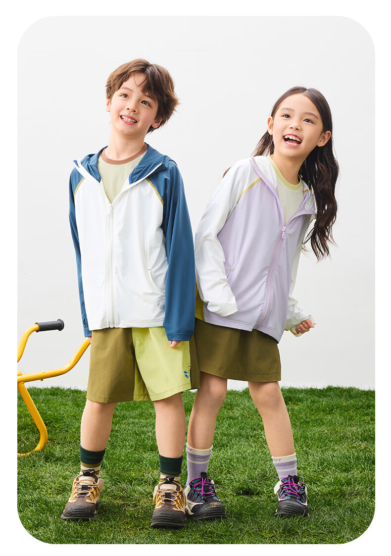 Babu Bean [Snow Skin Sunscreen] Children's Color-Block Sunscreen Jacket Summer Lightweight Breathable Boys and Girls White Purple 150 17