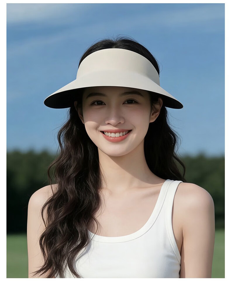 Langsha Women's Summer Sun Protection Hat Open Top UV Shield Foldable Seamless Integrated Sun Hat Beige 15