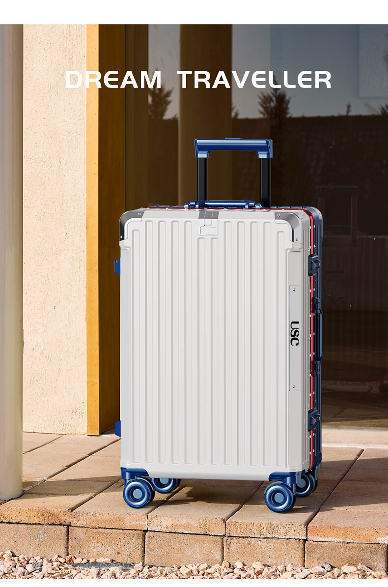 USC Multifunctional Women's Luggage Men's 2026 New Infused Wheel Travel Suitcase Durable Aluminum Frame Warm White 26 Inch 8