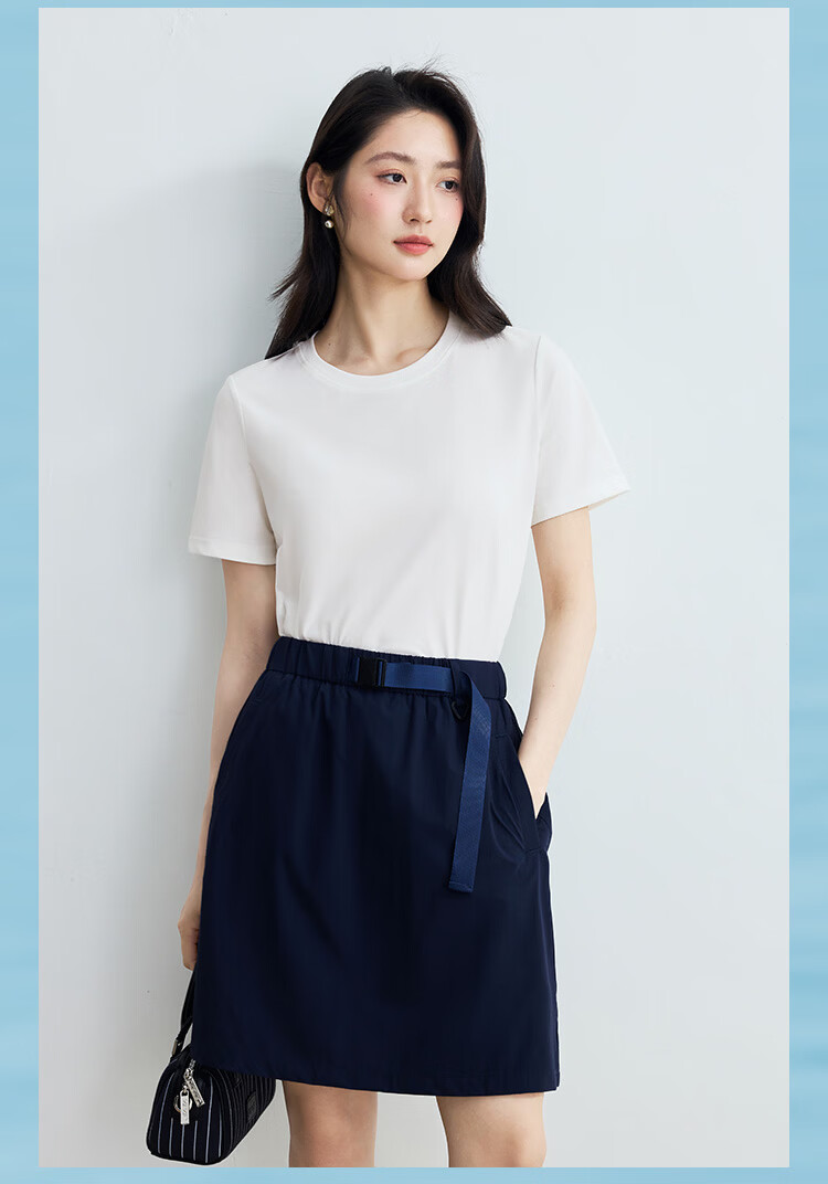 INMAN [Silk Lyocell] Van Gogh Embroidered Shoulder T-Shirt 26 Summer Women's New Air Blue XL 35