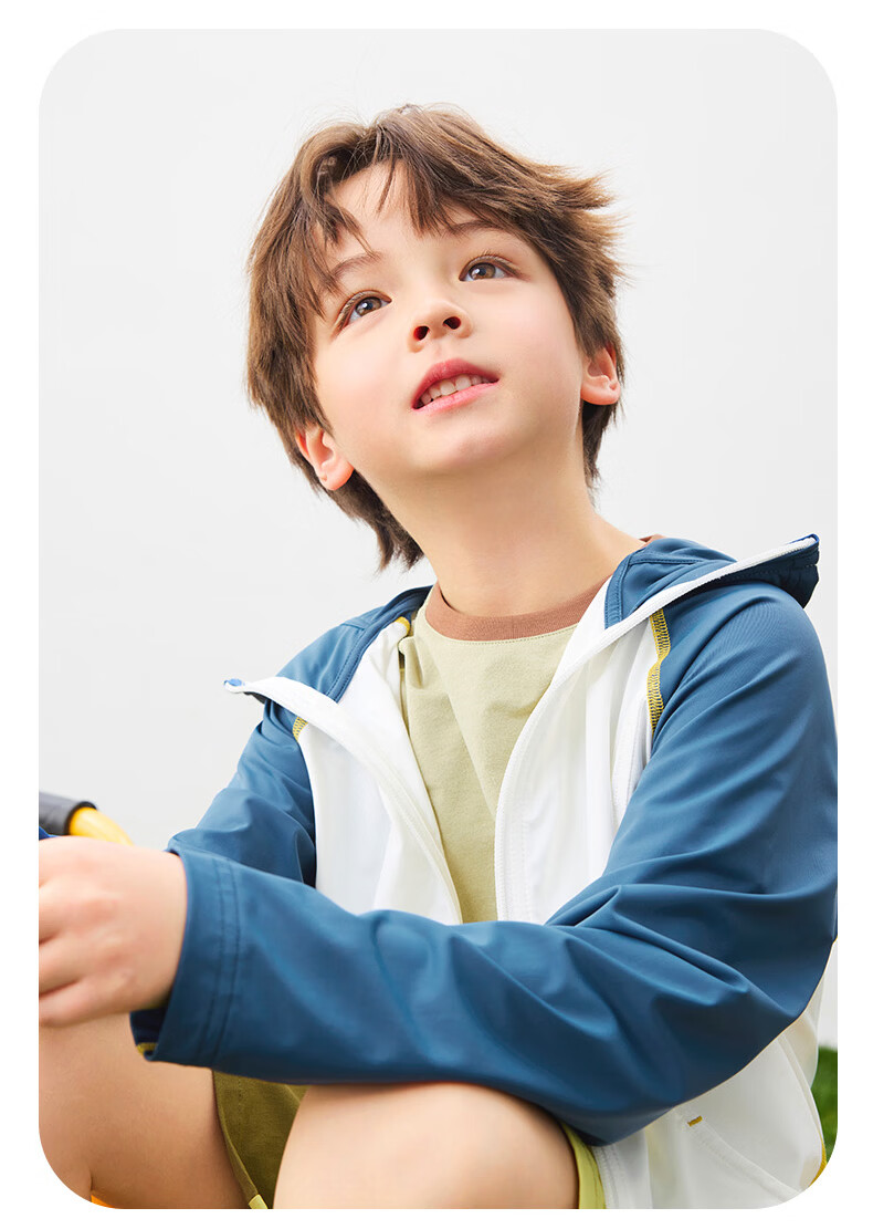 Babu Bean [Snow Skin Sunscreen] Children's Color-Block Sunscreen Jacket Summer Lightweight Breathable Boys and Girls White Purple 150 20
