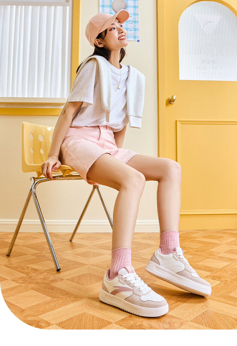 Anta Easy Casual Women's Sneakers Summer Breathable Couple Simple White Shoes Soft Sole Comfortable Thick Sole Height Increasing Leisure Shoes 21