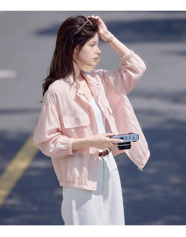 TonLion 2026 New Summer Women's Short Round Neck Cardigan Pink Korean Loose Casual Style 8