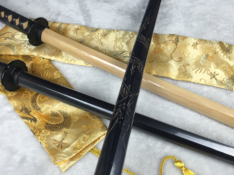 居合道日本木刀剑道木刀练合气道洞爷湖木剑cos未开刃 ld 黑色刻龙80