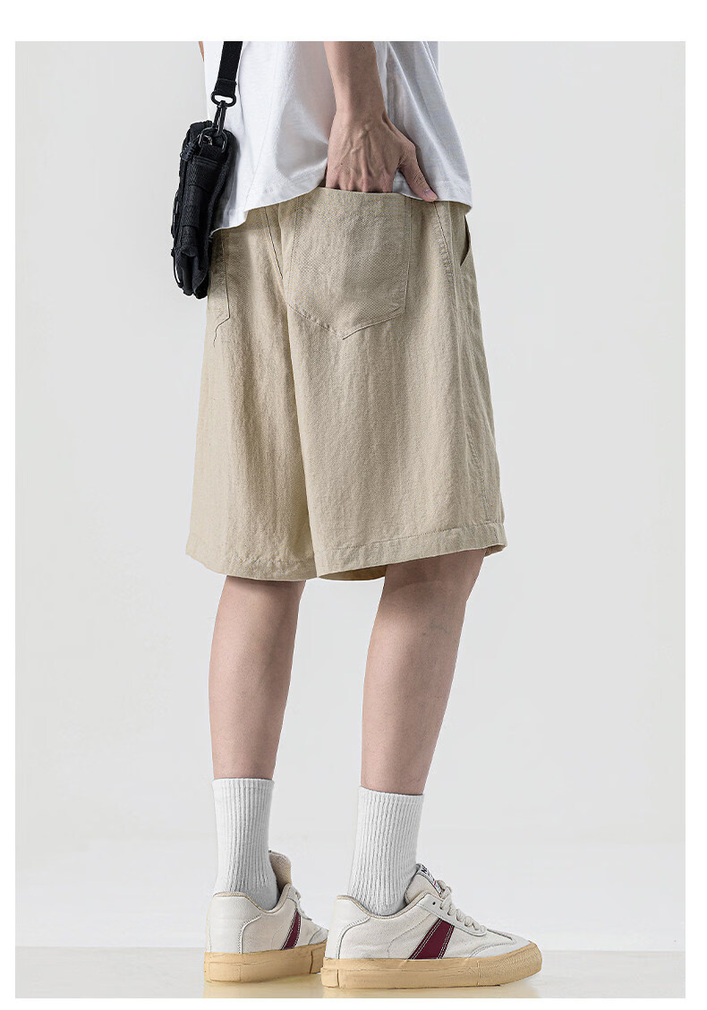 ROMON Tencel Linen Men's Summer Thin Casual Sports Quick-Dry Cooling Shorts Gray 2XL 9