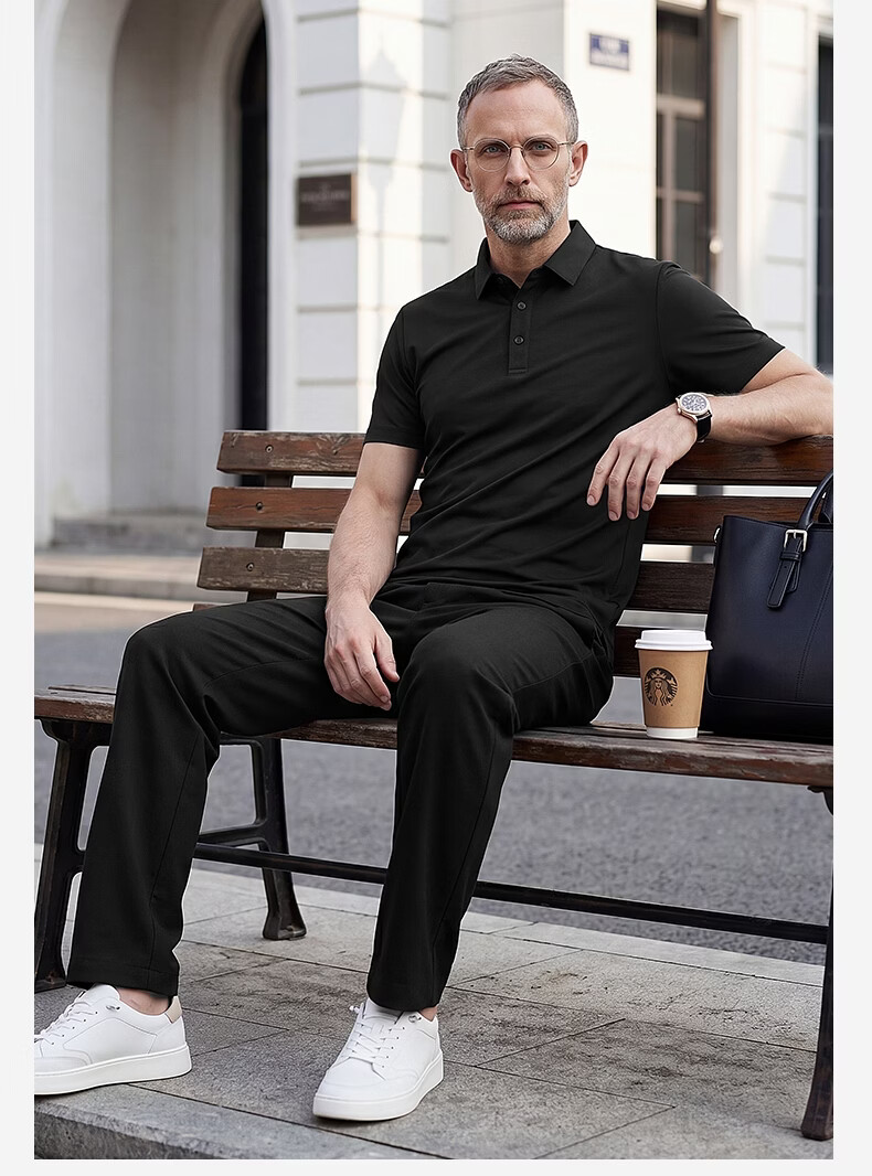 SHANSHAN Father's Day Practical Short Sleeve POLO Set Men's T-Shirt Two-Piece Pants Dad Summer Clothing 20