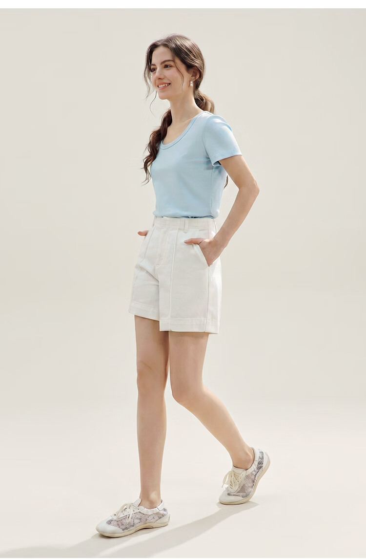 Inman [Runway Same Style] Straight Shoulder Multicolor Basic Short Sleeve T-Shirt Women Summer 2026 Top Black S 48