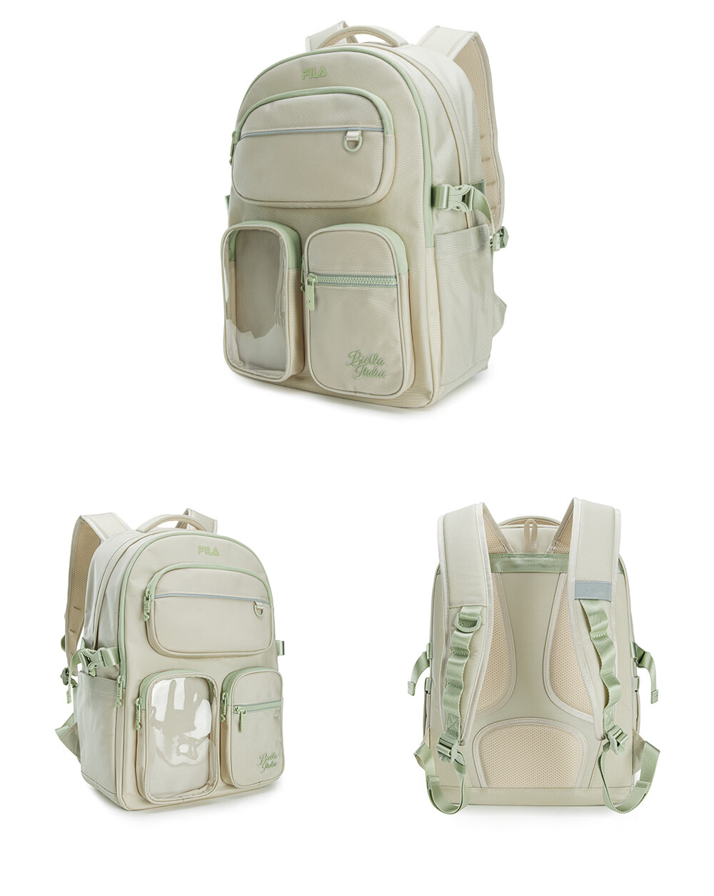 FILA Lightweight Backpack, Official Women's Bag, Fashionable Casual Backpack, Schoolbag, Pain Bag, Multi-Pocket Laptop Bag 8