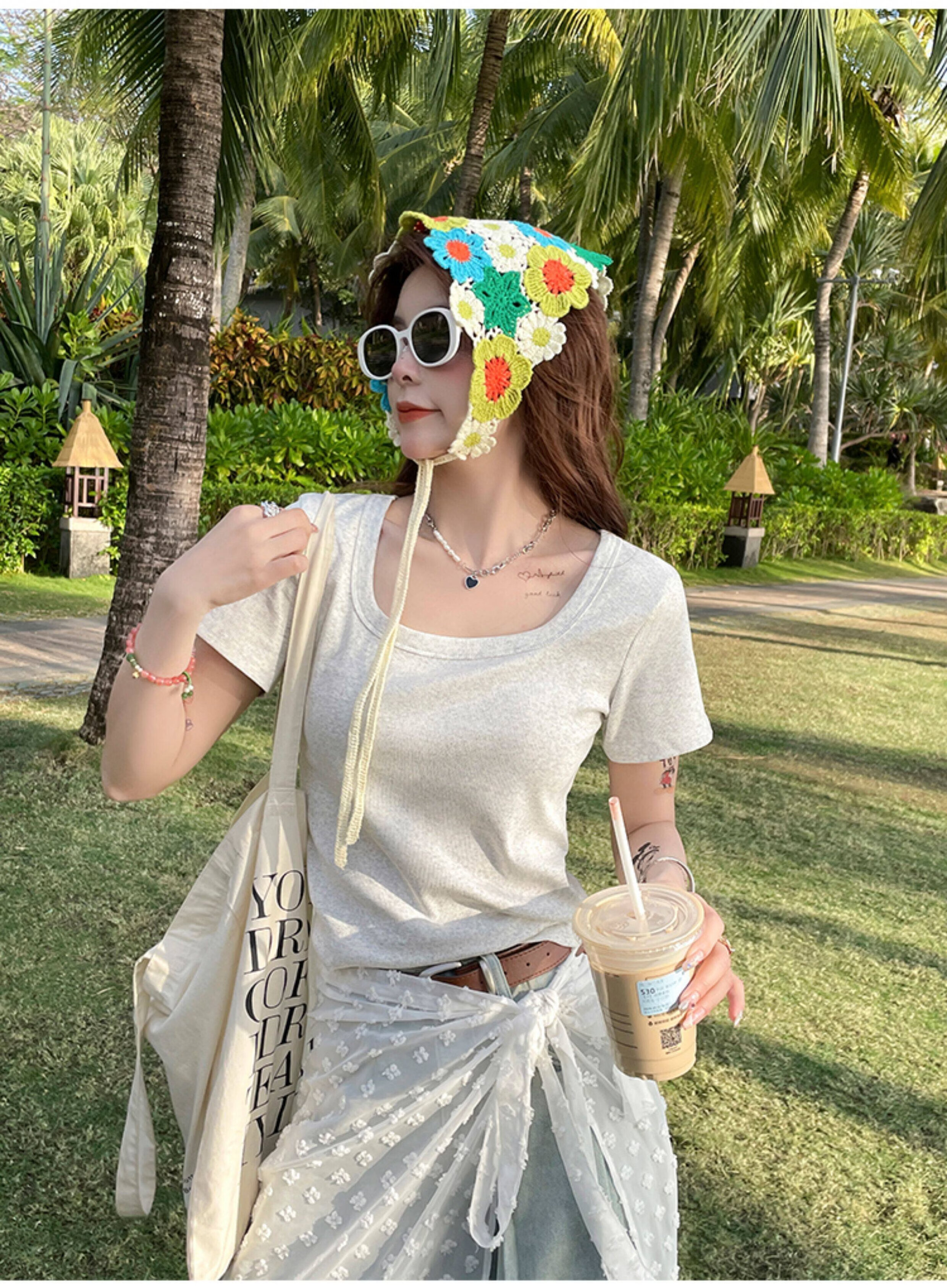 Herbal Original Women's Short Sleeve Slim Fit Square Neck T-Shirt Solid Color Summer Top 11