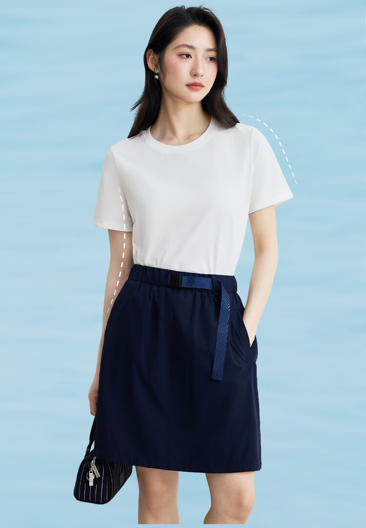 INMAN [Silk Lyocell] Van Gogh Embroidered Shoulder T-Shirt 26 Summer Women's New Air Blue XL 14