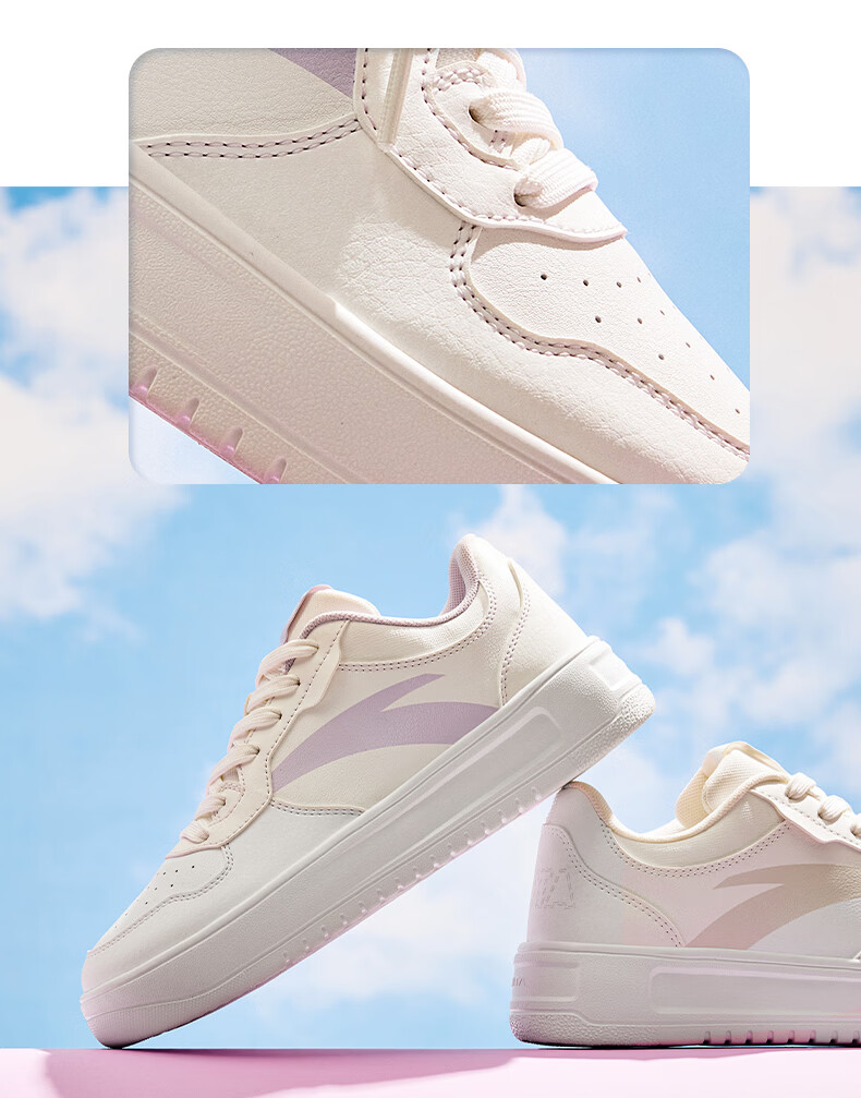 Anta Easy Casual Women's Sneakers Summer Breathable Couple Simple White Shoes Soft Sole Comfortable Thick Sole Height Increasing Leisure Shoes 7