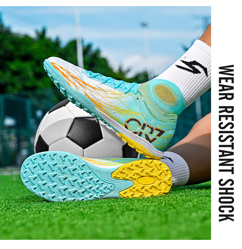 SAIBI Men's Soccer Shoes TF Turf Studs Adult Youth Student Professional Training Competition Shoes 305S Qinglong Size 43 14