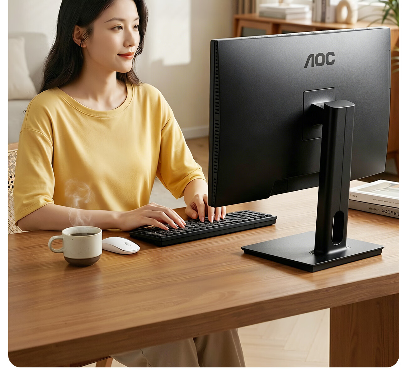AOC All-in-One PC 23.8-inch HD Commercial Office Home Desktop Computer (N95 + 16GB + 256GB SSD WiFi Bluetooth) Black 34