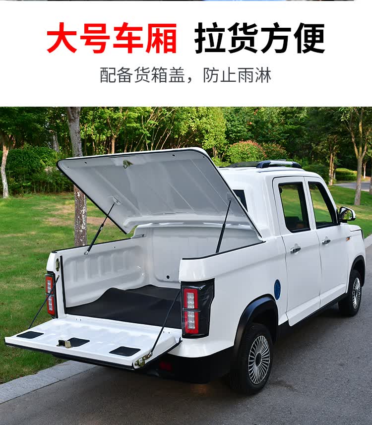 四轮电动车电瓶皮卡代步家用汽车全封闭式新款网红农用双排皮卡车棚